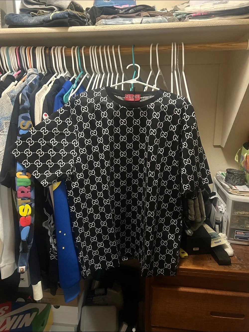 XL Gucci Black & White Allover GG Tee